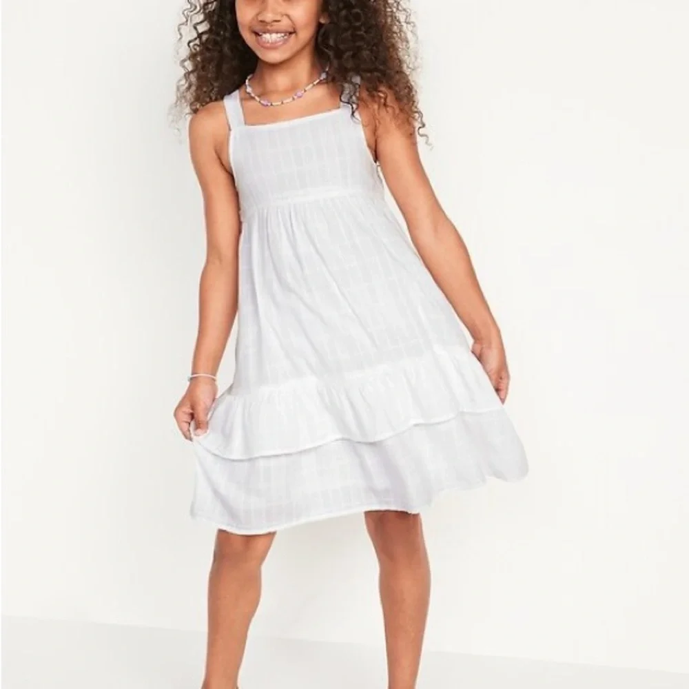 Old Navy Sleeveless Tiered Textured-Dobby All-Day Midi Dress for Girls Size M(8)